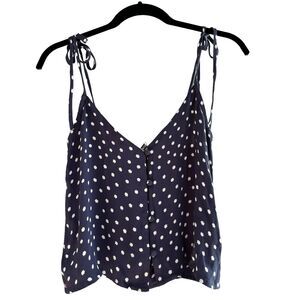 Amuse Society Sz XS Cami Crop Blue White Tie Strap Top Sara Outer Bnaks NWT READ